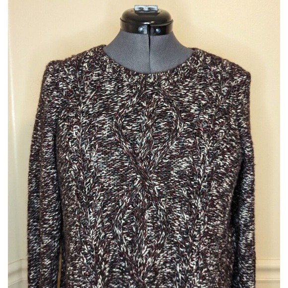 Madewell Firelight Marled Pullover Chunky Cable Knit Split Side Sweater Size L - Picture 3 of 10